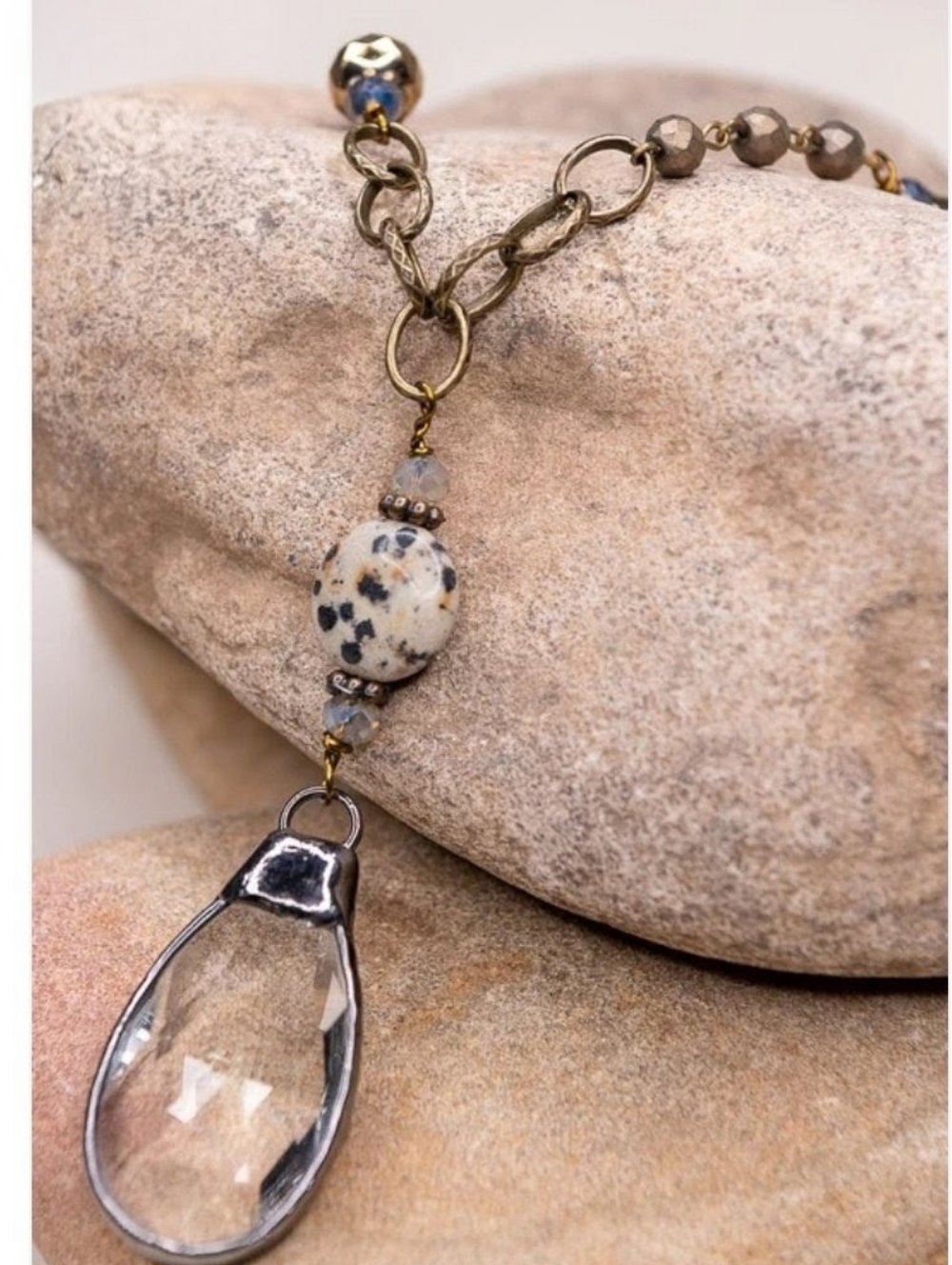 ANNABELLE & OAK Veil & Stone Crystal Pendant Bohemian Necklace NWT